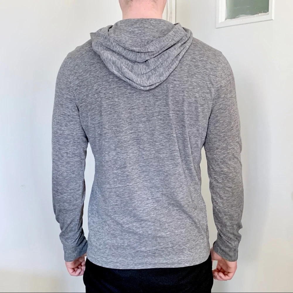 Banana Republic gray Henley Y2K hoodie preppy school classic Stefan Salvatore M
